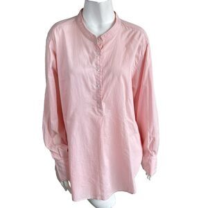 Xirena Connolly Shirt 100% Cotton Popover Tunic XL Soft Pink Preppy Casual